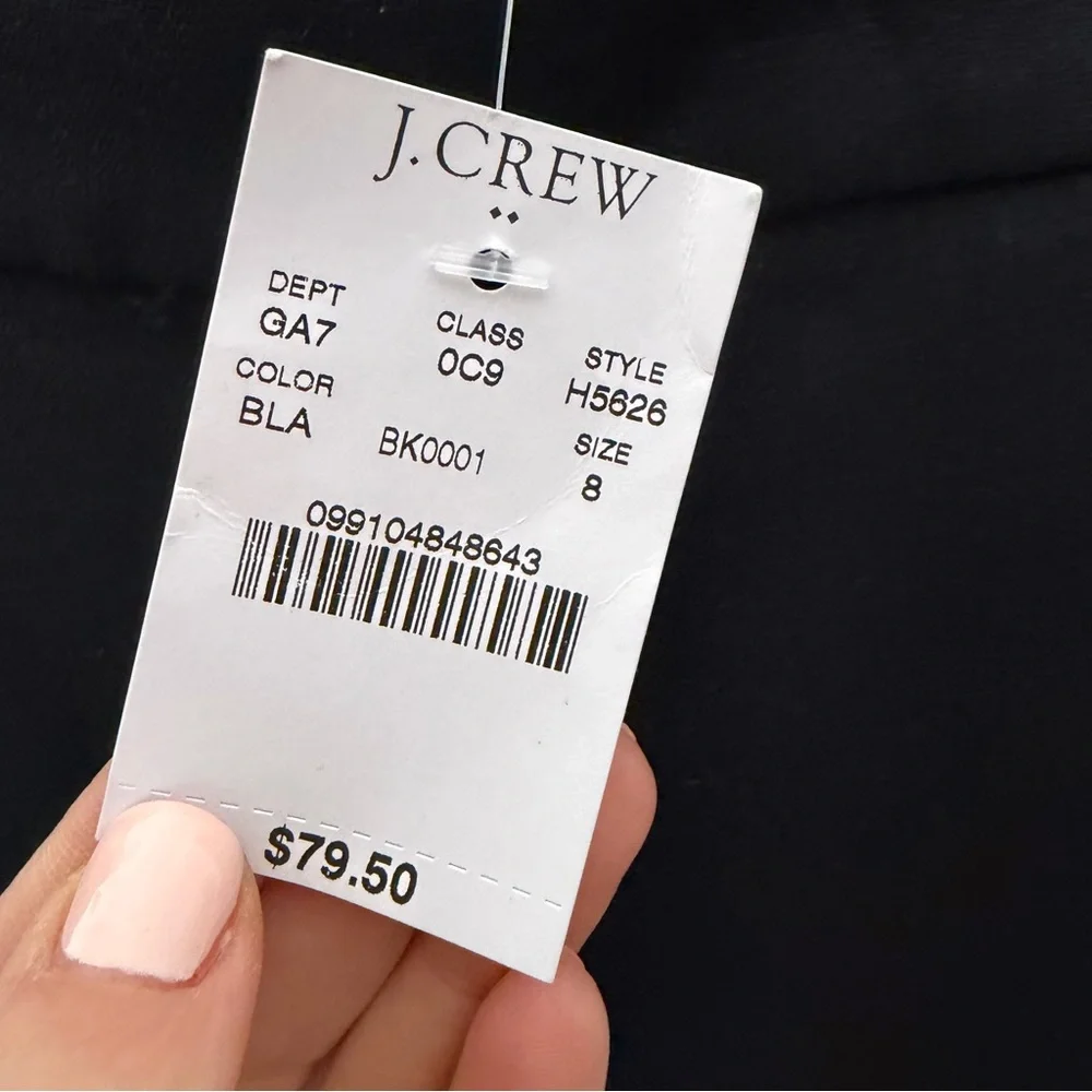 NEW J. Crew Linen Blend Black Pom Pom Trimmed Pants Size 8